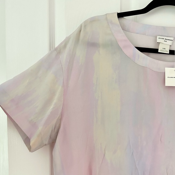 NEW Club Monaco Relaxed Silk Short Sleeve T-Shirt Size Large - Picture 5 of 7